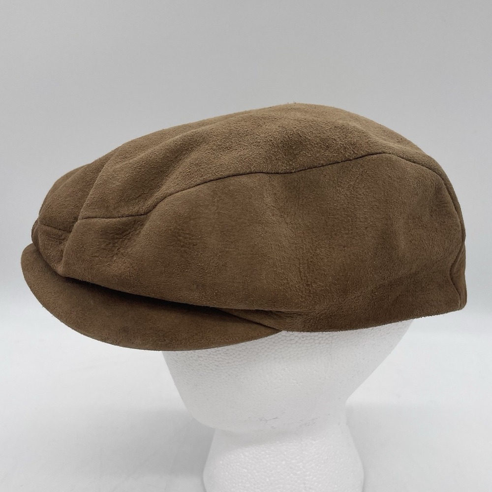 Vintage Borsalino Newsboy‎ Newsie M Medium Suede Cap Hat Brown Made in USA